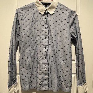 Women's Brooks Brothers Scalloped and Blue and White Striped Button Down Size 4